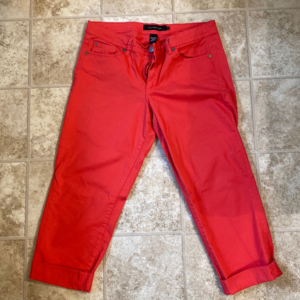 Calvin Klein Vibrant Red Cropped Pants